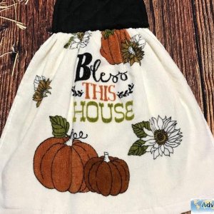 Bless This House Fall Pumpkins Kitchen Towels
