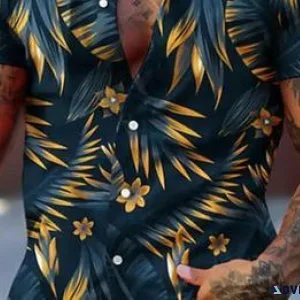 Men s Fashion Leaf Printed Shirt