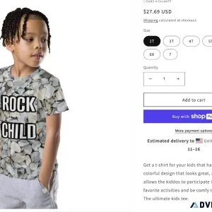 Brand New ROCK CHILD Stone Covered Tee Shirt For KIDS