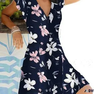 V Neck Floral Dress