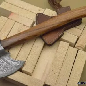 CUSTOM MADE DAMASCUS AXE &ndash ROSE WOOD HANDLE