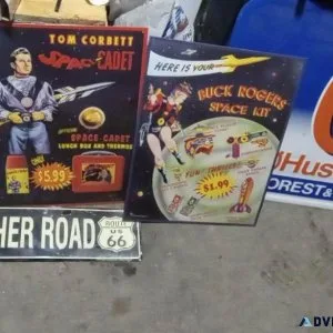 Vintage lookingTin signs from the 90 s for sale