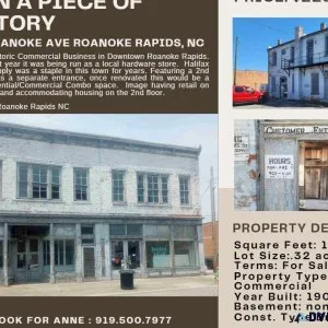 Historic Commercial Building in Roanoke Rapids NC For Sale