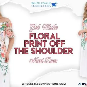 Get White Floral Print Off The Shoulder Maxi Dress