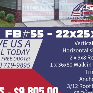 FB55 - 22x25x9 2 car garage