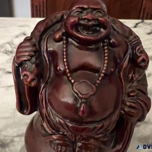 Chinese Red Resin Buddha Happy Laughing Feng Shui Figure Statue