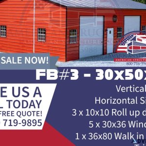 FB3  - 30x50x12 3 car shop