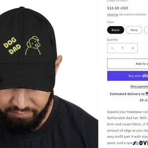 Brand New Crooked Print DOG DAD Cap w Doggie Has Head Cocked
