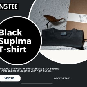 Black supima t-shirt for men from nstee