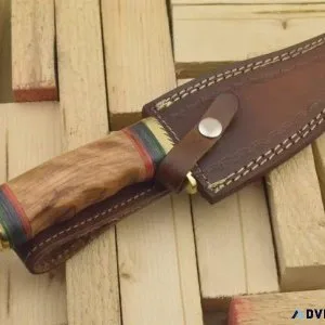 CUSTOM MADE GUT HOOK DAMASCUS KNIFE
