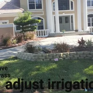 Landscape clean up trimming irrigation adjust