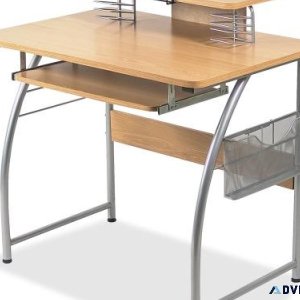 Lorell Upper Shelf Laminate Computer Desk Metallic