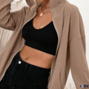 ZIP UP WAFFLE KNIT HOODIE