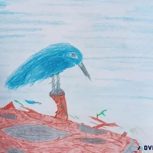 Bluebird on a Wooden Throne