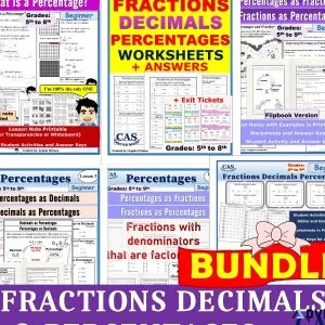 Printable Fractions Decimals and Percentages Bundle