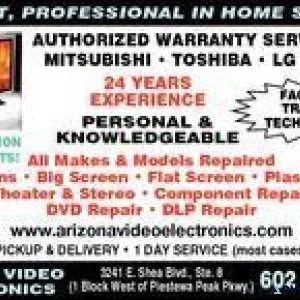 TV repairSTEREO repairLEDLCDPlasm aDLPsurround