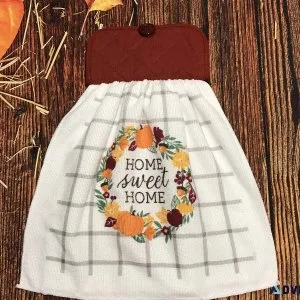 Burgundy Home Sweet Home Fall Kitchen Towels