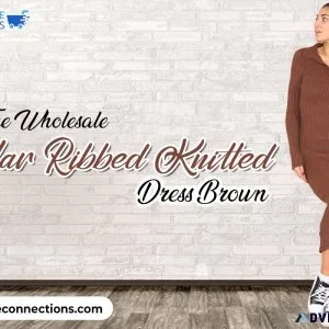 Get The Wholesale Collar Ribbed Knitted Dress Brown