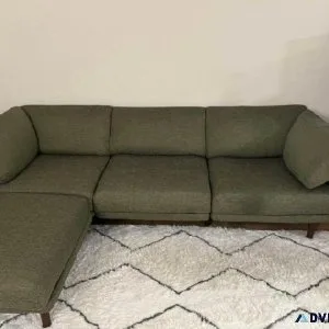 Burrow range 4-Piece sectional lounger in moss green
