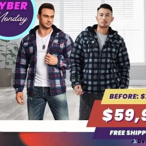 Cyber Monday Deals 20% Off Men s Plaid Fleece Lined Jackets