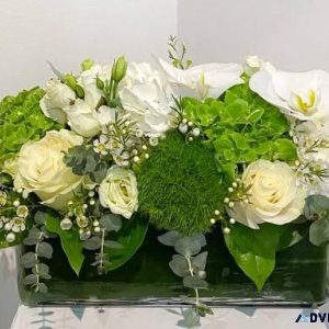 White Pearl  Rectangular Flower Arrangement