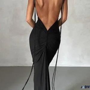 Backless Wrap Hip Long Sling Dress