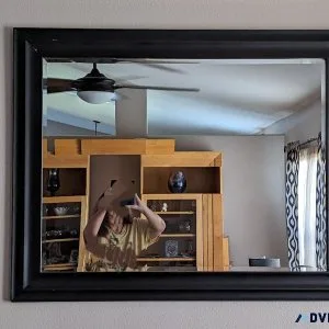 Black Antiqued Wood Framed Mirror