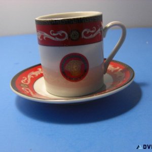 Medusa Red Gold Demitasse Espresso Coffee Tea CupSaucer