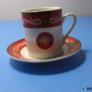 Medusa Red Gold Demitasse Espresso Coffee Tea CupSaucer