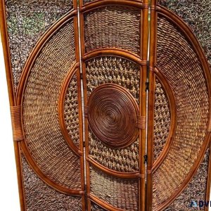 VINTAGE RATTAN THREE-PANEL ROOM DIVIDER