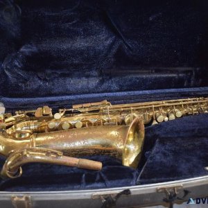 Vintage shooting star conn alto sax with case and mouthpiece.