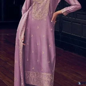 Buy Lilac Silk Embroidered Kurta Set Online  Like A Diva