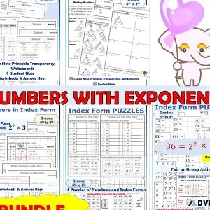 Printable Math  Numbers with Exponent Note  Worksheets  Answers