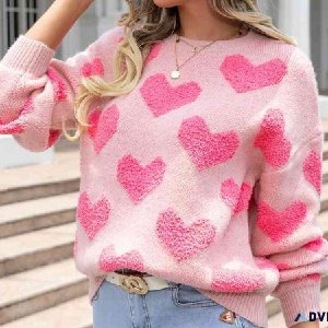 Sweater with Heart Pattern