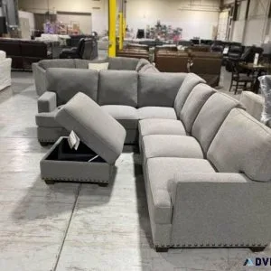 fabric sectional with ottoman storage