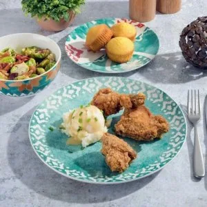 Vibrant 12-piece ceramic dinnerware set