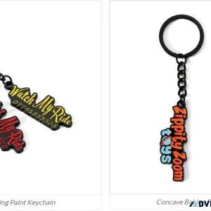 Pure Letter Red Yellow Blue Multi-Color Baking Paint Keychain