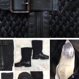 Chanel tweed ankle boots