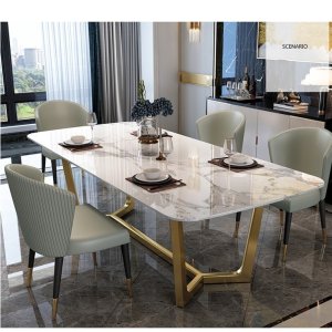 Denver marble dining table with 6 chairs