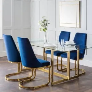 Dave metal blue 4 seater dining set