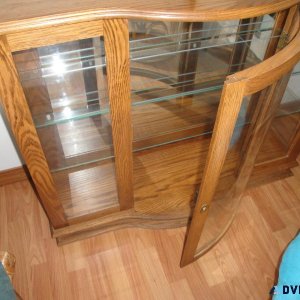 Oak Curio (China) Cabinet with Glass Display and lights