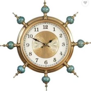 22 luxury unique ship wheel metal silent ticking wall clock