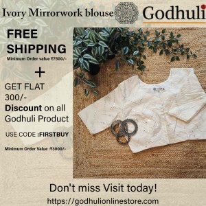 Ivory mirror work blouse