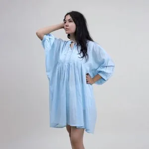 Sky blue solid soft modern dress for girls