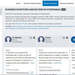 Connect with 5727+ top business investors in hyderabad