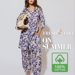 Long shirt co-ord set for women - feathers closet jaipur