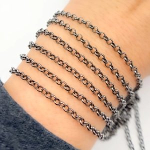 Oxidized sterling silver cable chain