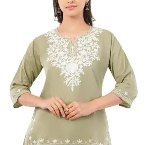 Newrkcollection women embroidered pure cotton straight kurta