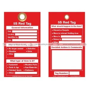 Create an organized workplace: shop 5s products and red tags tod