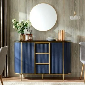 Luxury large sideboard with elegant pu finish – huns blue design
